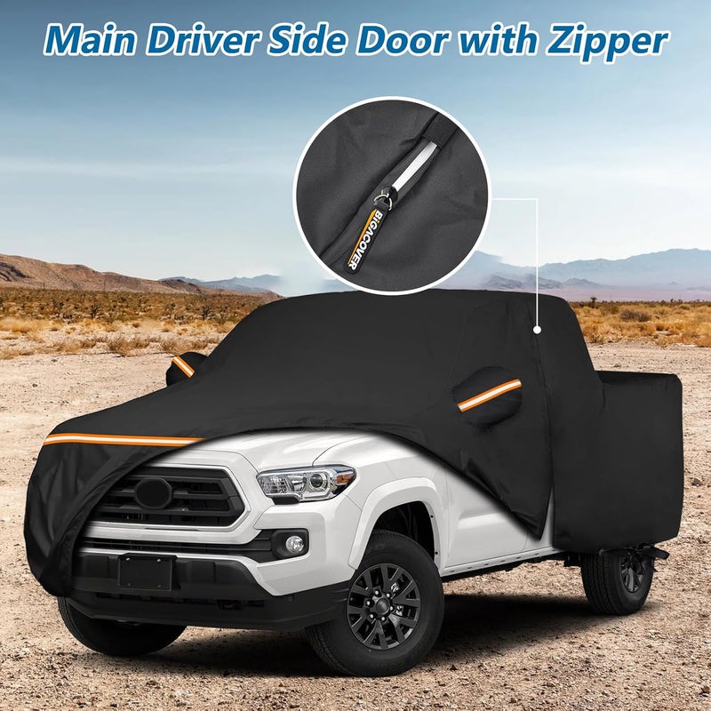 BIGACOVER Truck Cover Fit Toyota Tacoma (2016-2025) Access Cab/Double Cab, Waterproof 420D Oxford Cloth Cover Outdoor Full Car Covers with Zipper Windproof Heavy Duty All Weather - Image 4